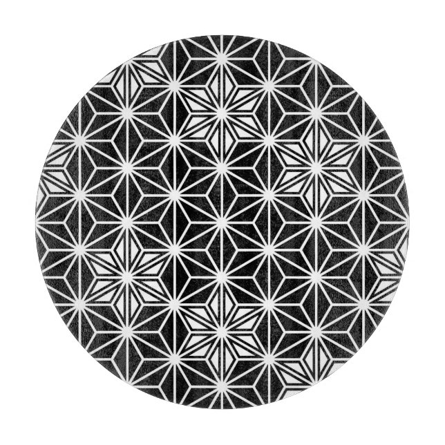Planche À Découper Japonais Asanoha motif - noir et blanc (Devant)