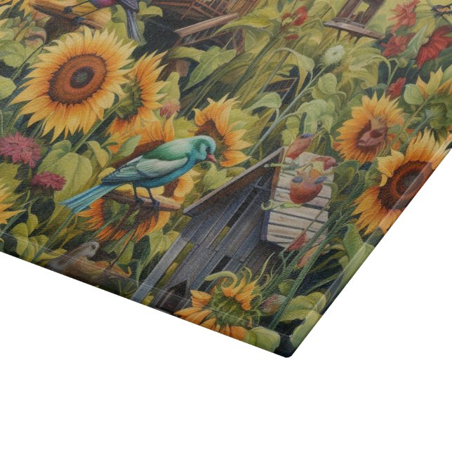 Planche À Découper Jardin de tournesol 10 Maisons d'oiseaux Oiseaux b (Coin)