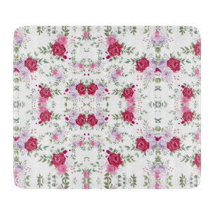 Planche À Découper Jardin Floral Élégant Bourgogne & Rose Lavande