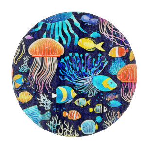 Planche À Découper Jellyfish & Fish : Plaisir marin profond
