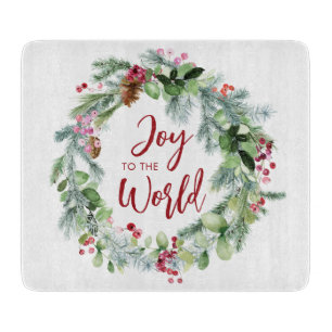 Planche À Découper Joie au monde de l'aquarelle hiver Wreath