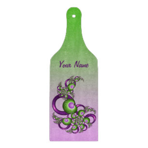 Planche À Découper Joli Art Fractal Moderne Cœurs Vert Rose