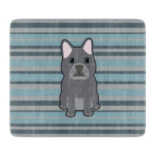 Planche À Découper Joli Bouledogue Français rayé bleu