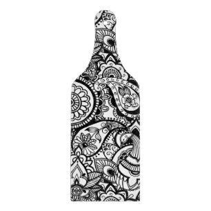 Planche À Découper Joli floral paisley noir blanc