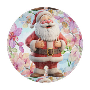 Planche À Découper Joli Père Noël Fantaisiste avec Fleurs