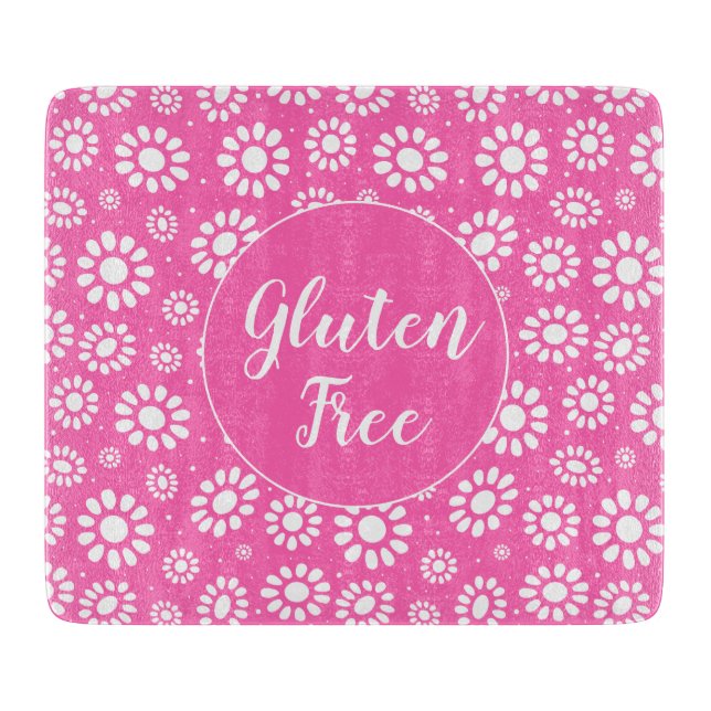 Planche À Découper Joli rose et blanc Floral Gluten Libre Celiac (Devant)