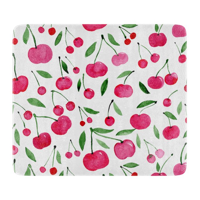 Planche À Découper Jolie aquarelle rouge cerises motif (Devant)
