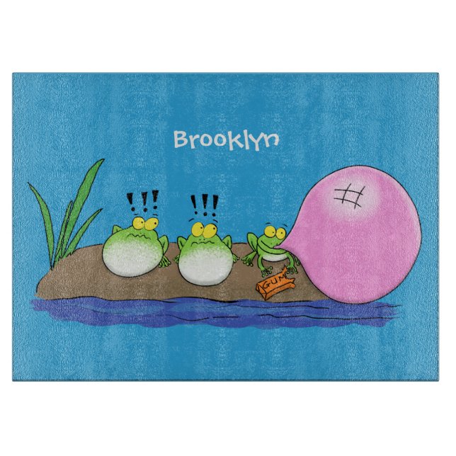 Planche À Découper Jolie grenouilles drôles bubblegum dessin animé il (Devant)