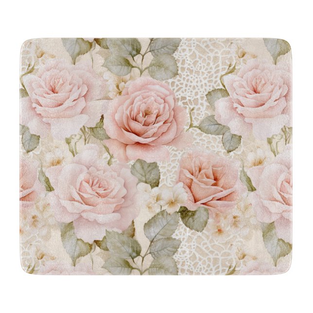 Planche À Découper Jolies Roses Roses Fleurs Rose Saumon Mariage (Devant)
