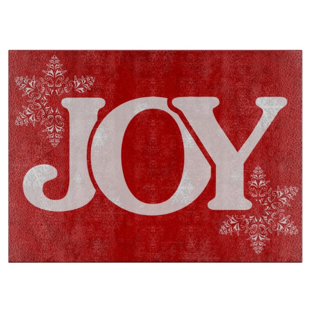 Planche À Découper JOY Snowflake Motif Élégant Noël Rouge (Devant)