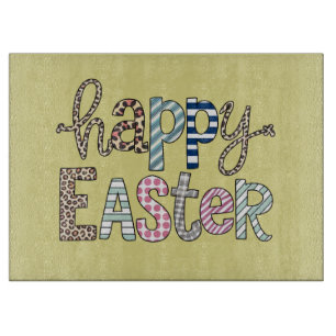 Planche À Découper Joyeuses Pâques Lapin Floral Mignon Printemps Léop