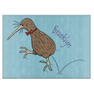 Planche À Découper Joyeux kiwi de saut avec dessin de cravate arc