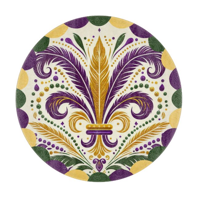 Planche À Découper Joyeux Mardi Gras fleur de lis (Devant)