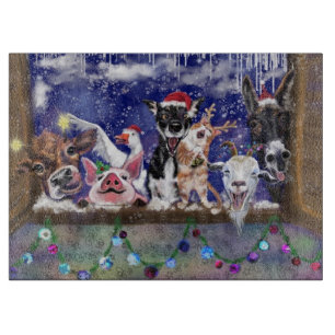 Planche À Découper Joyeux Noël à la ferme Fête de coupe amusante