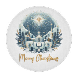 Planche À Découper Joyeux Noël bleu et or