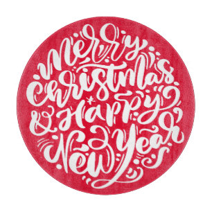 Planche À Découper Joyeux Noël & Bonne Année Verre Décoratif