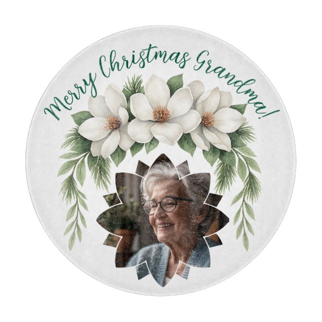 Planche À Découper Joyeux Noël grand-mère photo cadeau de vacances (Devant)