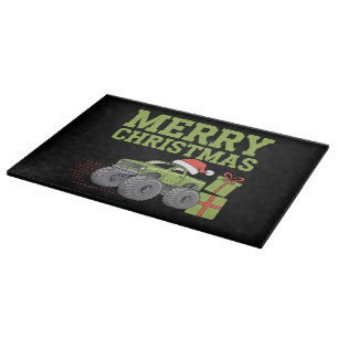 Planche À Découper Joyeux Noël Monster Truck Enfants Garçons Xmas 