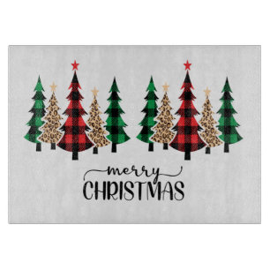 Planche À Découper Joyeux Noël Red Green Plaid Arbres