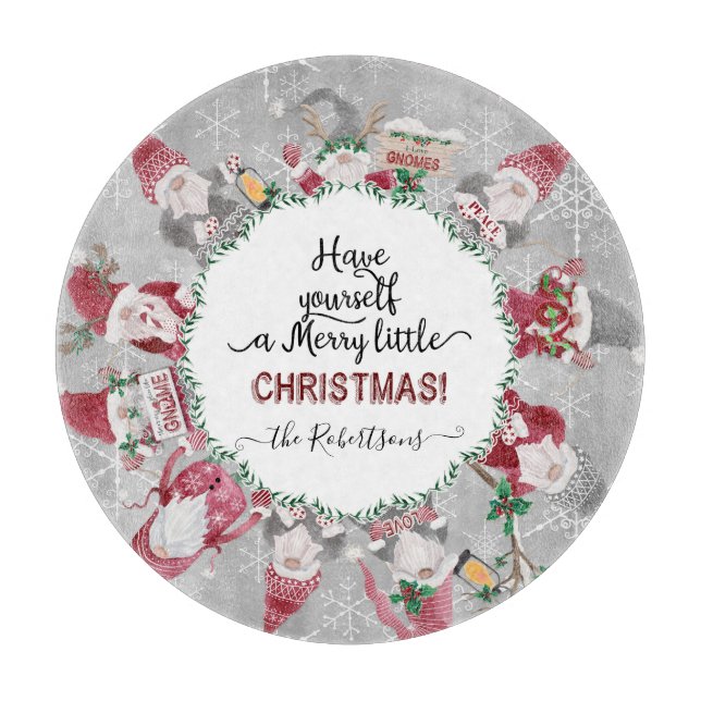 Planche À Découper Joyeux petit Noël Gnome Santas Elf Snowflakes (Devant)