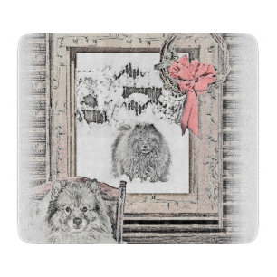 Planche À Découper Keeshond Noël hiver fenêtre Peinture Chien Art