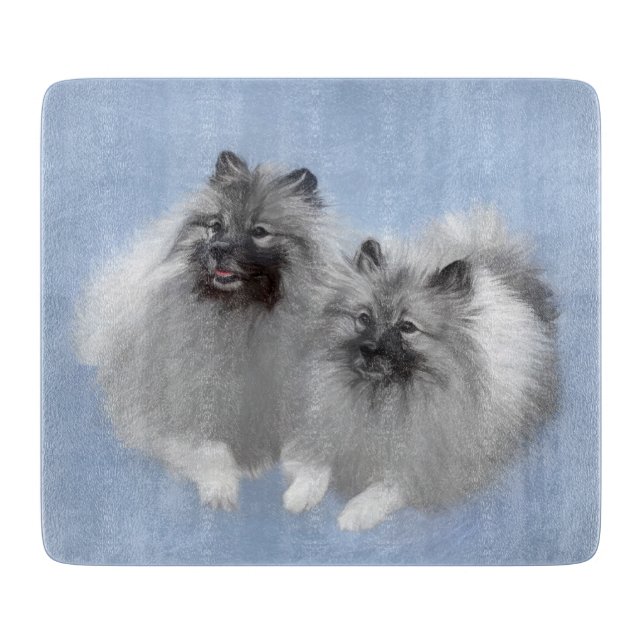 Planche À Découper Keeshond Paire de Kees Peinture Art animal origina (Devant)