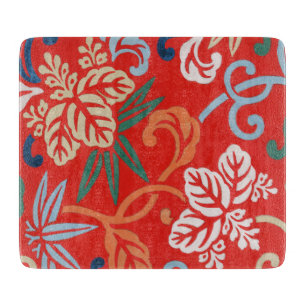Planche À Découper Kimono japonais hawaïen rouge : Vintage floral
