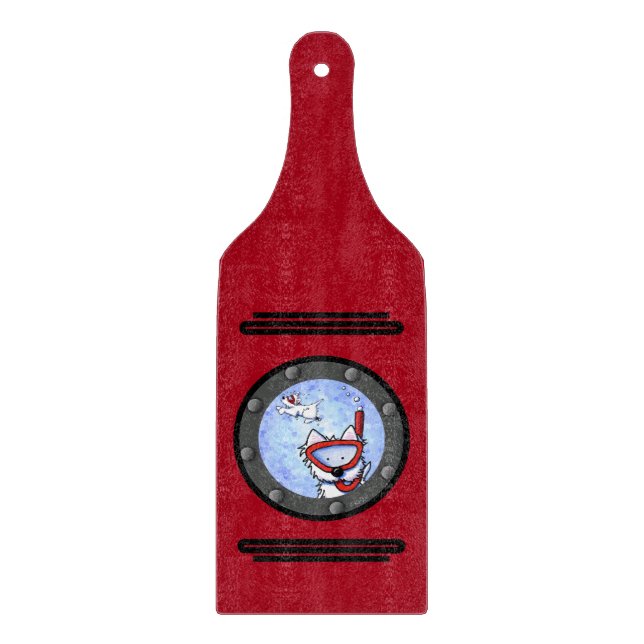 Planche À Découper KiniArt Snorkeling Westie Porthole (Devant)