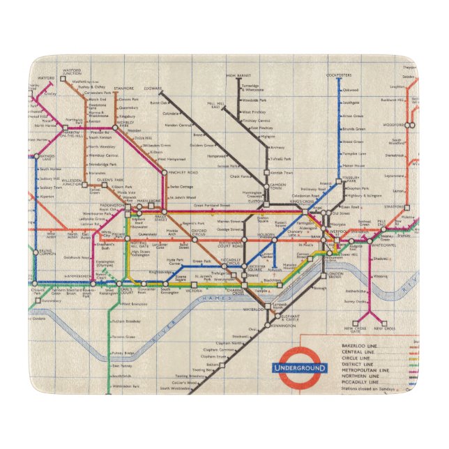 Planche À Découper La carte souterraine de Londres (Devant)