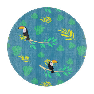 Planche À Découper La forêt tropicale du Toucan bleu et vert