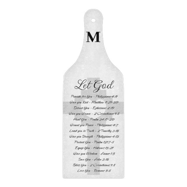 Planche À Découper Laissez Dieu monogramme d'inspiration scripturaire (Devant)