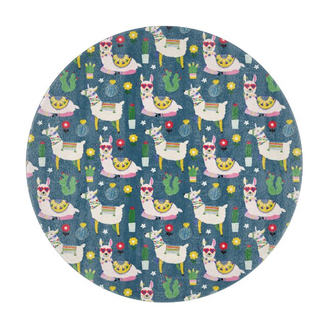 Planche À Découper Lamas dans le motif de lunettes de soleil (Devant)