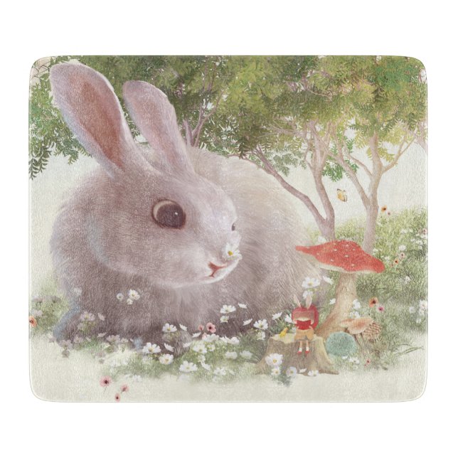 Planche À Découper Lapin avec Fleurs (Devant)