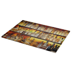 Planche À Découper L'aquarelle artistique du bar arrière  