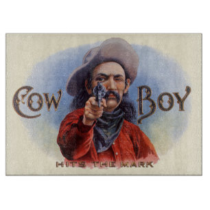 Planche À Découper L'art des étiquettes de cigare vintage, Cowboy att