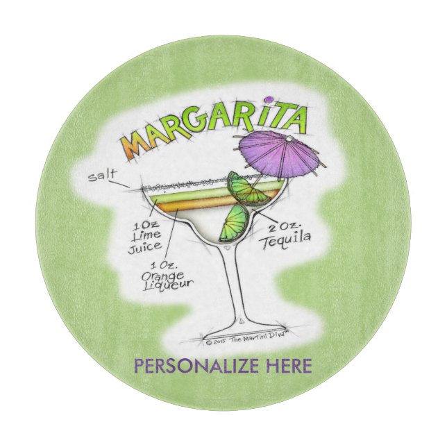 PLANCHE À DÉCOUPER L'ART DU COCKTAIL DE LA RECETTE DE MARGARITA (Devant)