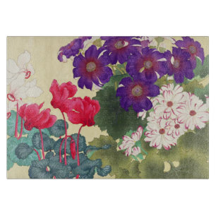 Planche À Découper L'art japonais classique des fleurs vintages d'aqu