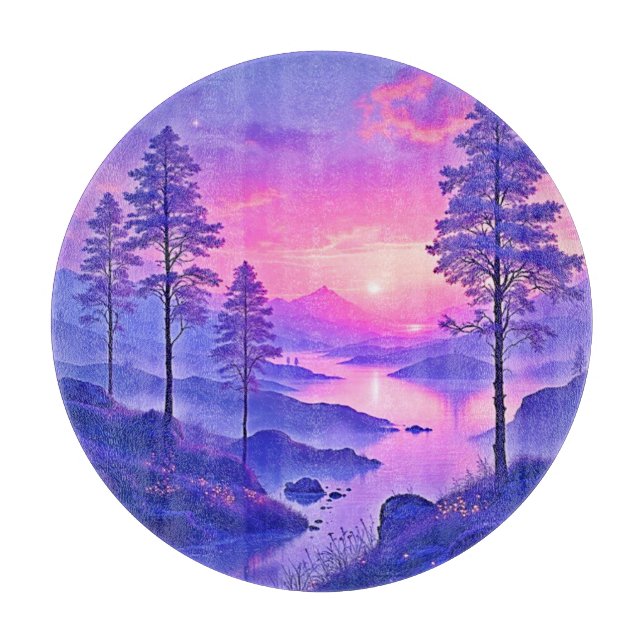 Planche À Découper L'art paysager du coucher de soleil violet (Devant)