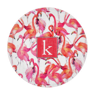 Planche À Découper Le Flamant rose d'aquarelle dans les aquarelles  