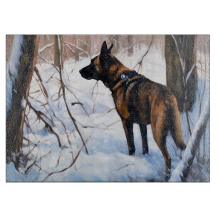 Planche À Découper Le Malinois Belge Laisser Neige Noël