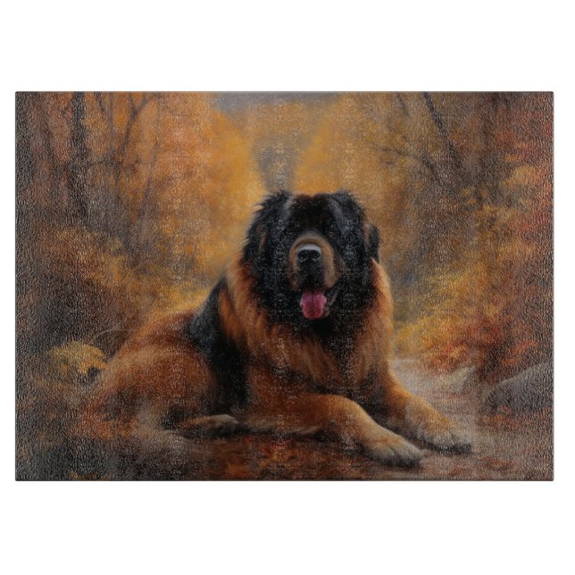 Planche À Découper Le Mastiff tibétain en automne les feuilles automn (Devant)