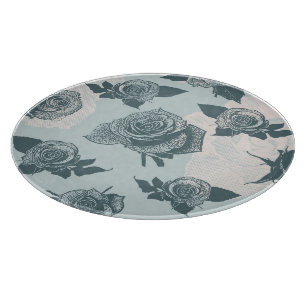 Planche À Découper Le motif floral avec s'est levé