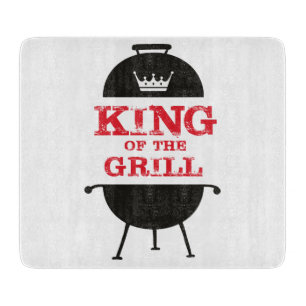 Planche À Découper Le Roi Du Grill, Blanc Noir Couronne Rouge