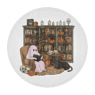 Planche À Découper Lecteur fantôme Livre Amateur de chat Halloween 