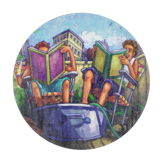 Planche À Découper Lecture en été (Devant)