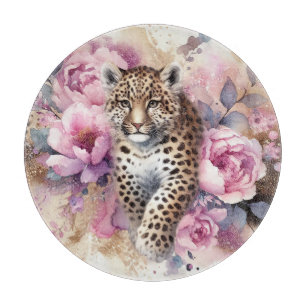 Planche À Découper Leopard Cub et Rose Cutboard