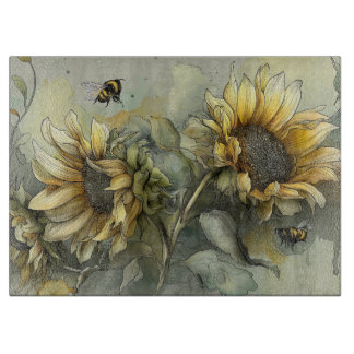 Planche À Découper Les abeilles à miel bourdonnent parmi les tourneso