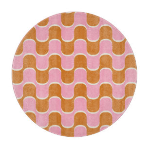 Planche À Découper Les années 70 rétro : Motif ondulé rose or.