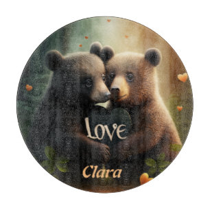 Planche À Découper Les mignons ours en amour se serrant dans leurs br