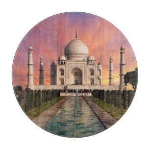 Planche À Découper Les monuments   Vue colorée du Taj Mahal